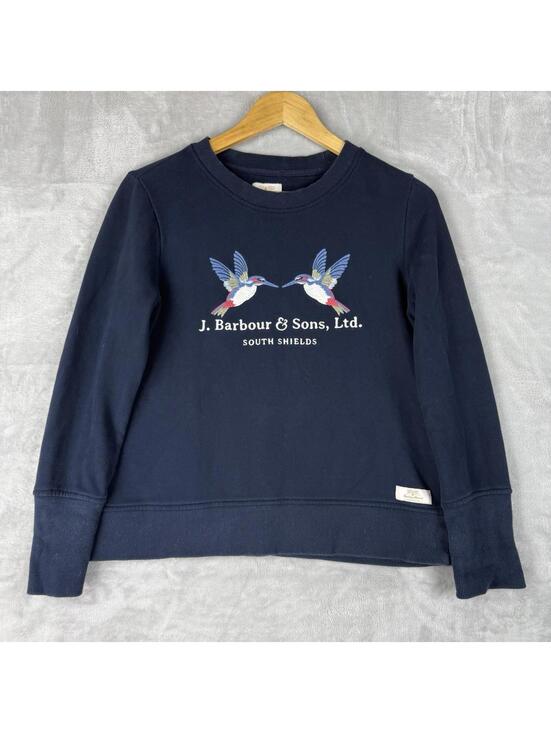 Barbour Tops - Barbour Heritage Brand Crewneck Sweatshirt Embroidered Birds Navy Women 6 Casual